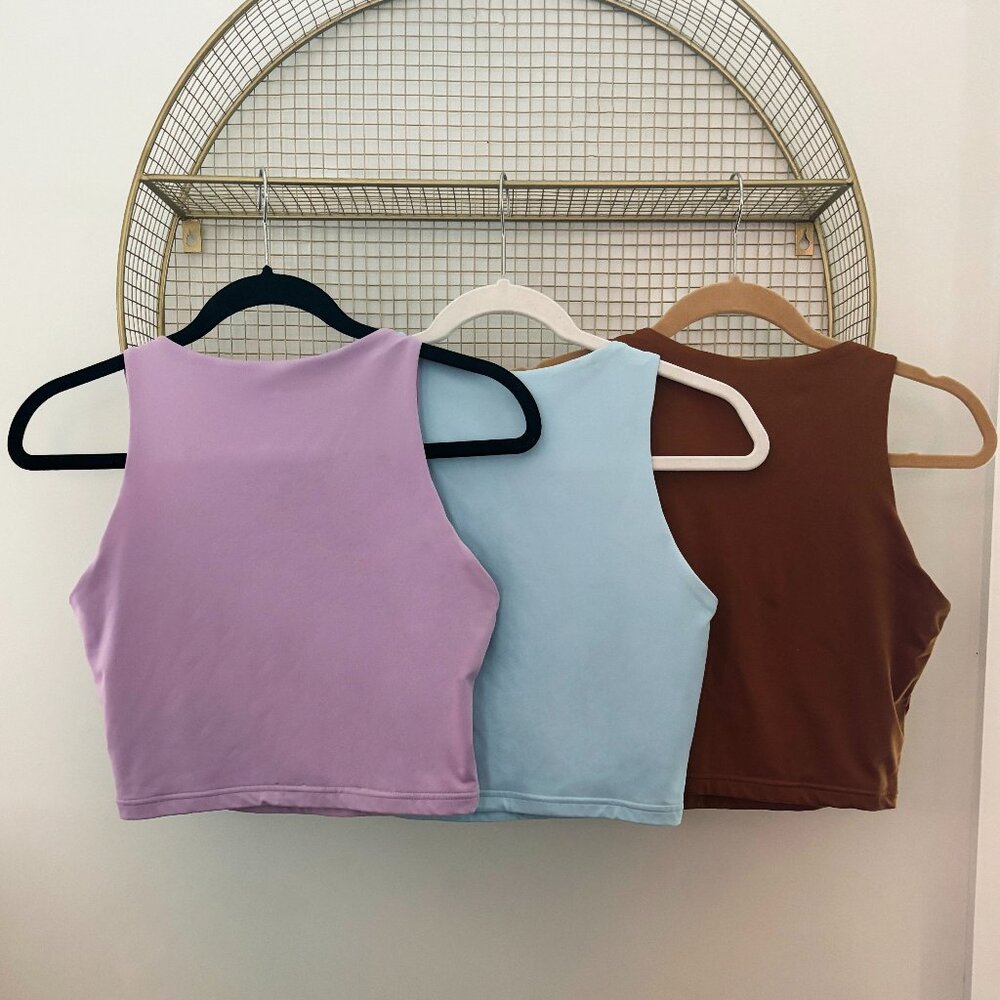 Bundle of 3 REORIA Sleeveless Halter Neck Double Lined Crop Tops